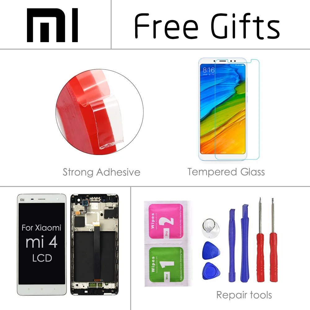 5 0 &quotAAA Качество LCD для XIAOMI Mi 4 сенсорный экран с рамкой Mi4 ЖК дисплей дигитайзер