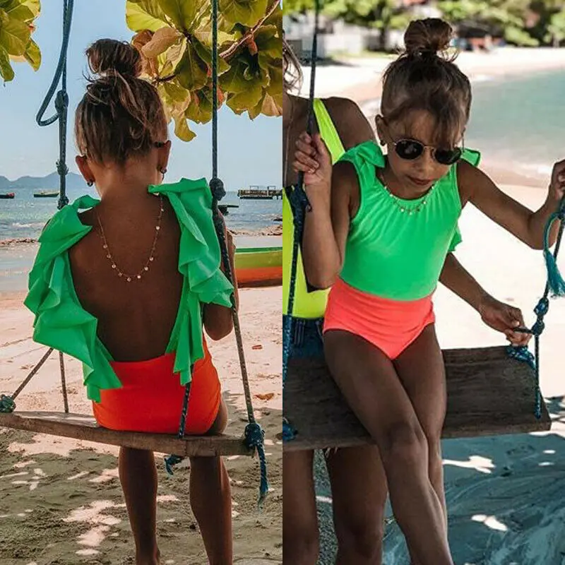 Купальник бикини с открытой спиной для маленьких девочек|Комбинезоны| |