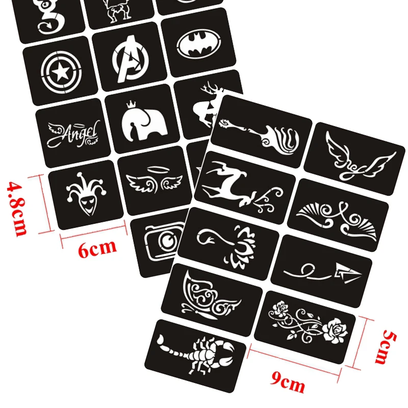 70pcs Small Glitter Henna Tattoo Stencil for Woman Girl Kids Flower Butterfly Cartoon Airbrush Tattoo Drawing Template images - 6