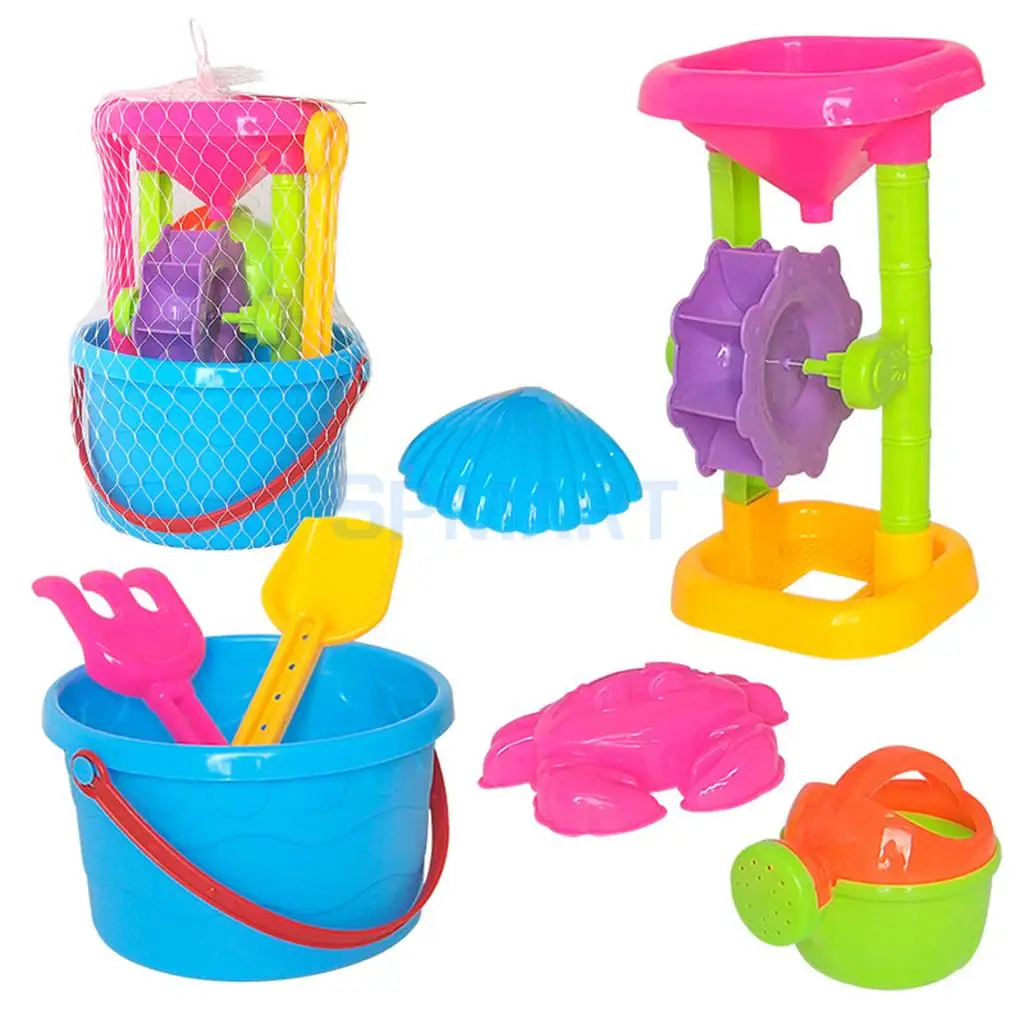7 штук дети песчаный пляж игрушки набор для песочницы с песком колесные грабли и