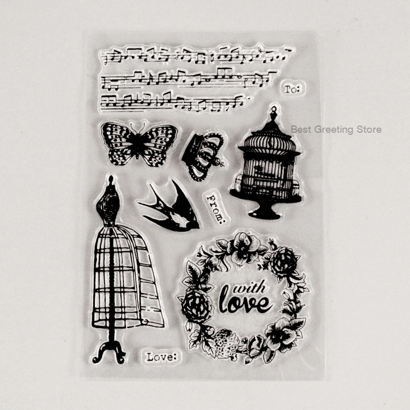 vintage stuff clear stamps paper card making crown birdcage wreath | Дом и сад