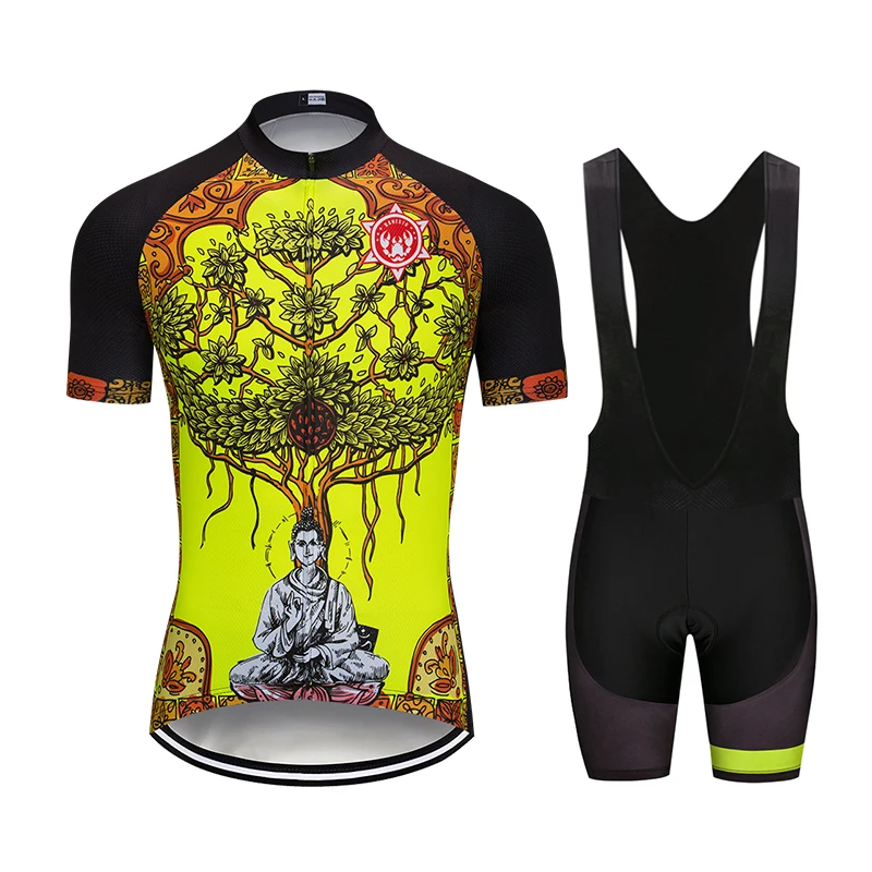 

Fluorescent yellow 2018 Banesto Cycling Jersey 9D GEL Pad Bike Shorts MTB Men's Cycling Clothing summer bike wear