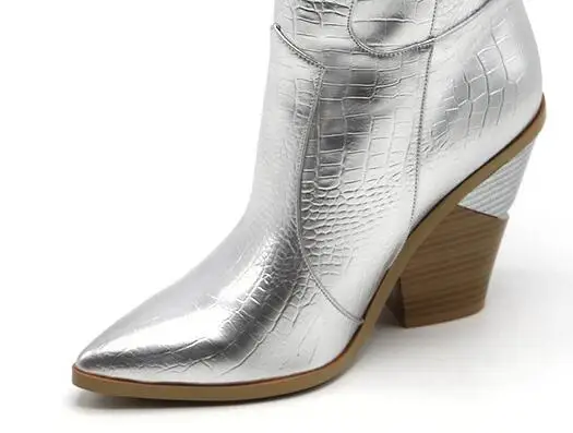 silver with fur KemeKiss/размер 33-46, новые женские ботильоны, брендовая осенне-зимняя обувь на высоком каблуке, женские полусапожки в стиле ретро, теплая женская обувь - Цвет: silver with fur