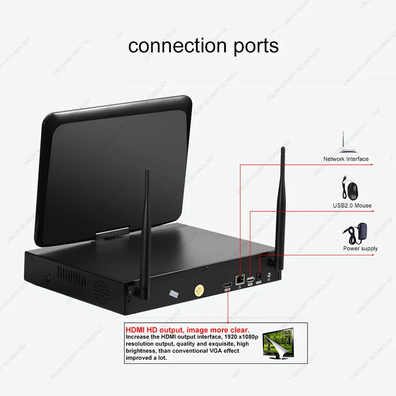 2 ТБ HDD Подключи И Играй 8-КАНАЛЬНЫЙ 10 Дюймовый Экран Беспроводной NVR Комплект