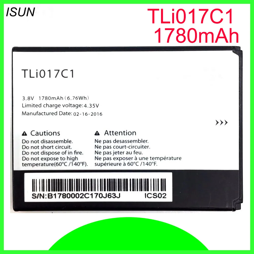 ISUNOO 5шт./лот 1780 мАч TLI017C1 аккумулятор для Alcatel One Touch PIXI 3 4 5 &quot5019D 5017D 5017A 5017X 5017 5027B