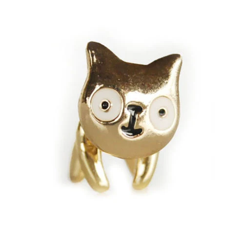 Korean 1PC Fashion Cartoon Cute Animal Cat Double Sided Ear Stud Earrings For Women Girls Jewelry Best Gifts Wholesale - Окраска металла: Golden
