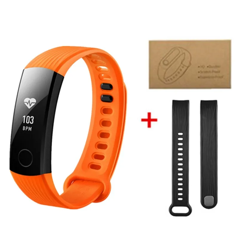 orange add black huawei Honor Band 3 5ATM OLED экран тачпад Непрерывный монитор сердечного ритма фитнес-трекер Push Message умный Браслет - Цвет: orange add black