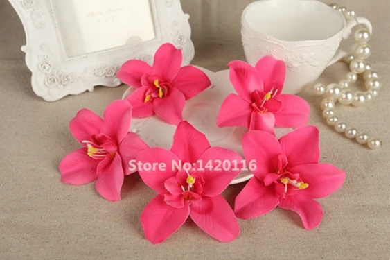 rose Сделай Сам, 50 шт., 8 см, цветочные головки, искусственный шелк, Cattleya, цветок лилии, вечерние, свадебные сувениры, домашний декор - Цвет: rose