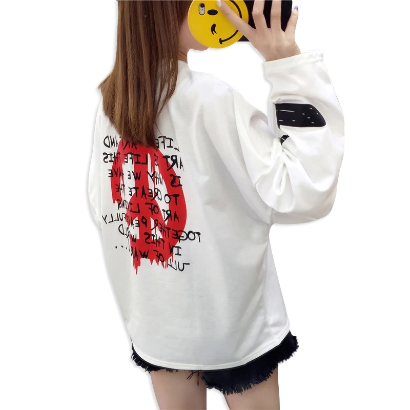 Корейская Осенняя новинка повседневные толстовки свободная Женская одежда с