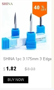 SHINA 10 шт./лот хвостовик 3,175 мм фрезерный станок с ЧПУ степень 10-90 PCB гравировальные биты Концевая фреза Карбид 0,1-0,2 мм фрезы