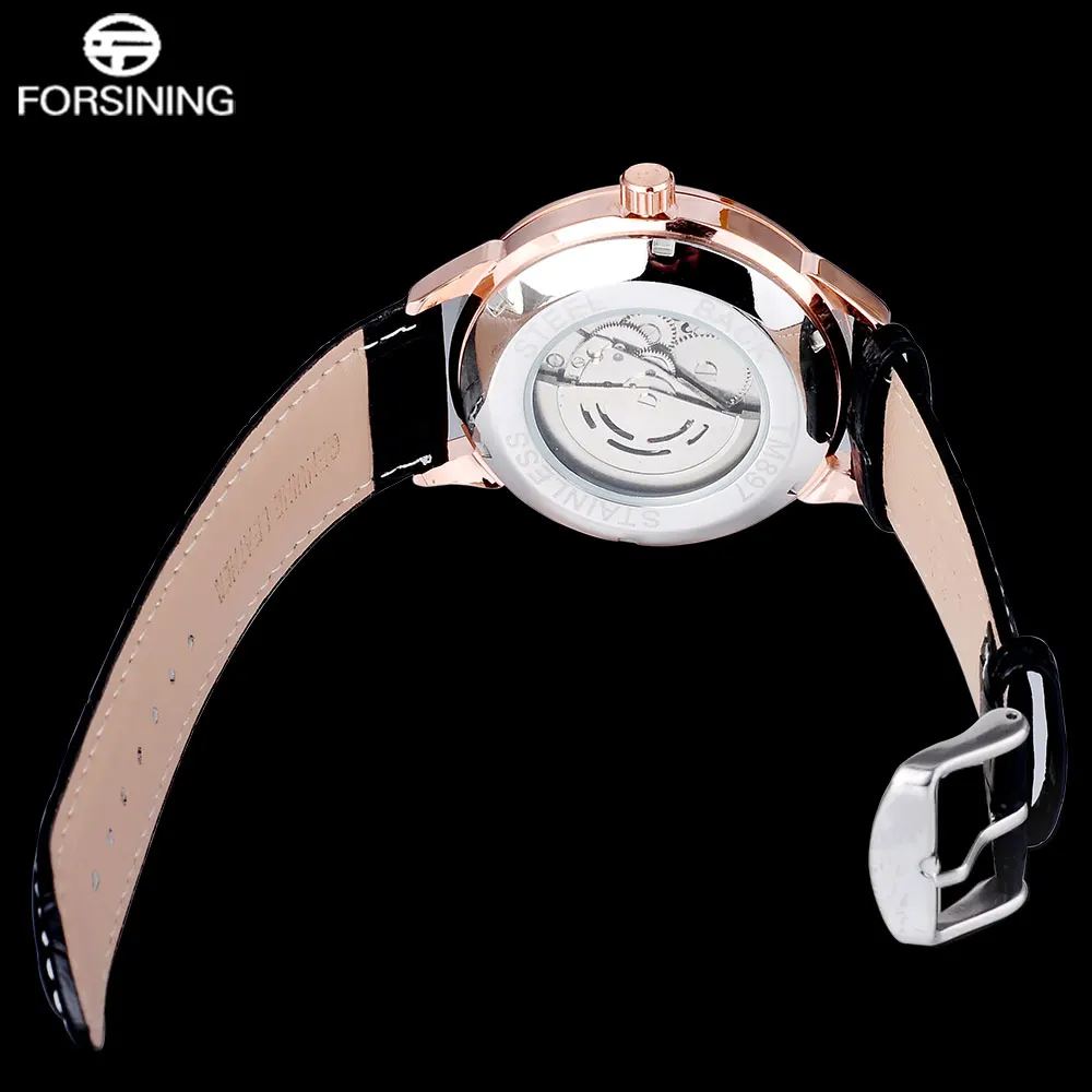 FORSINING/2017 простые Брендовые мужские часы модные автоматические коричневые с