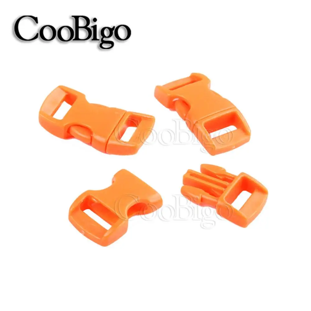 Orange 50 шт. парашютный 550 шнур Паракорд Браслет цветной 3/" боковая пряжка изогнутый ошейник для домашних животных ремень для отдыха на природе DIY ремесло - Цвет: Orange