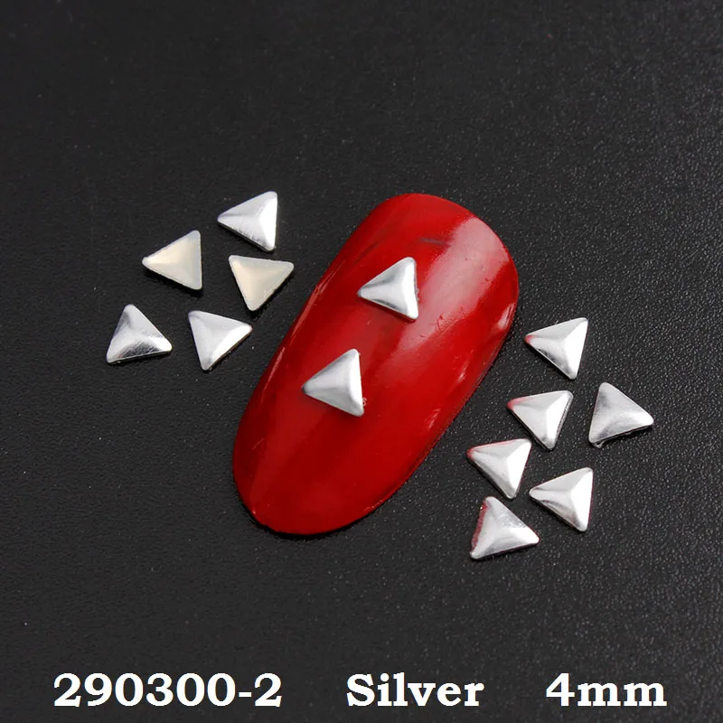 4 мм/3 мм/3x5 мм Золотой/Серебряный треугольник Hot Fix Nail Art заклепки панк-рок стиль для DIY украшения ногтей - Цвет: Silver        620pcs