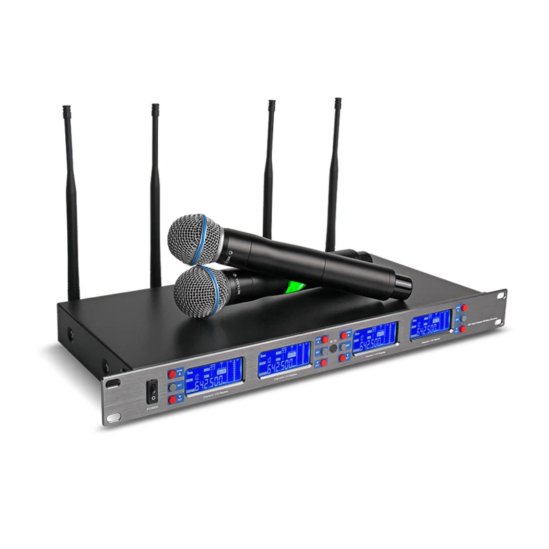 Профессиональный беспроводной микрофон с разнообразием 4 канальный тюр UHF DR для