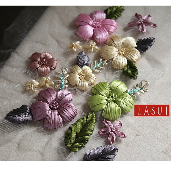 LASUI, новинка, 14*21 см = 2 предмета, ручная вышивка, лента, Кружевная аппликация, 3D Цветы, дизайн одежды, патч, аксессуары для самостоятельной сборки, 0088