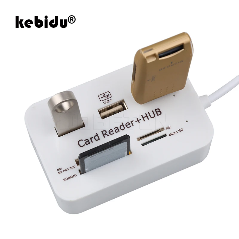 

kebidu 2 in 1 Multi Function 3 Port USB HUB 2.0 Splitter Combo Card Reader Support Micro TF SD M2 MS SDHC MMC Card Read Write