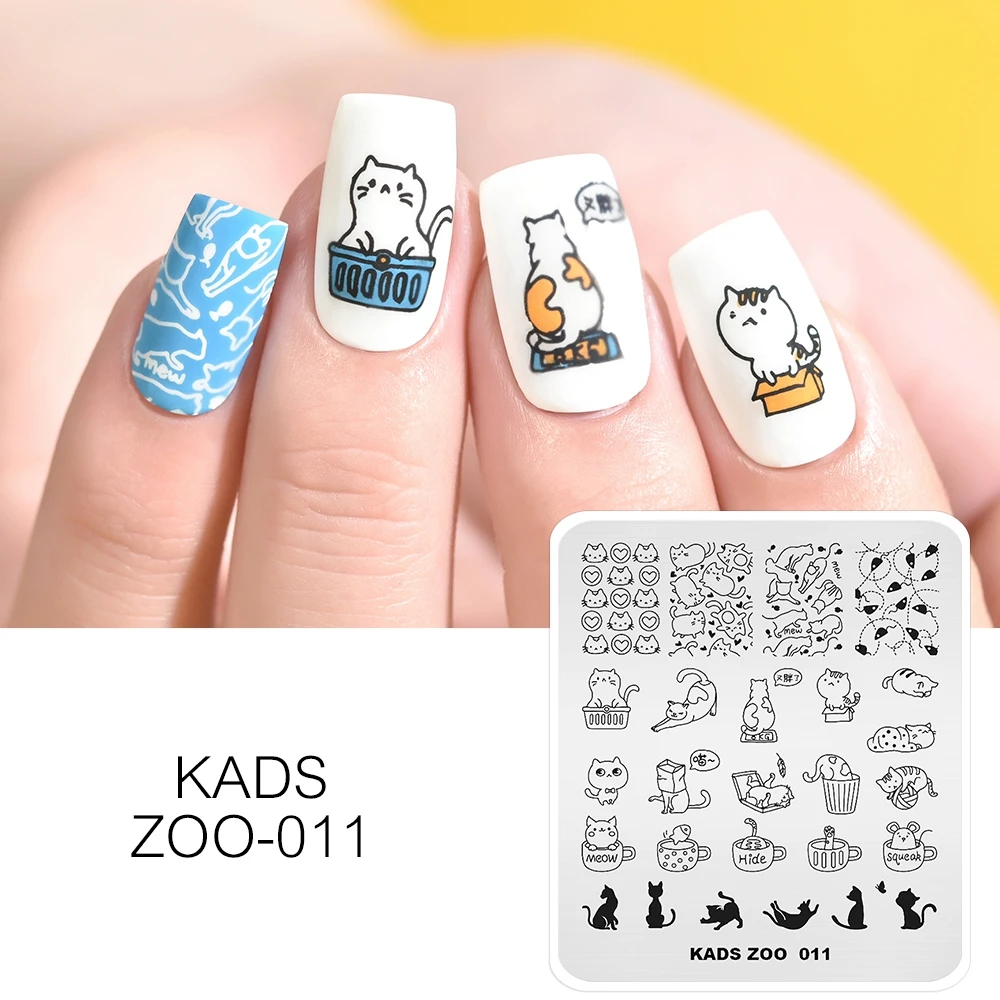 KADS новинка штамповка для ногтей фотография маленькой кошки и собаки дизайн