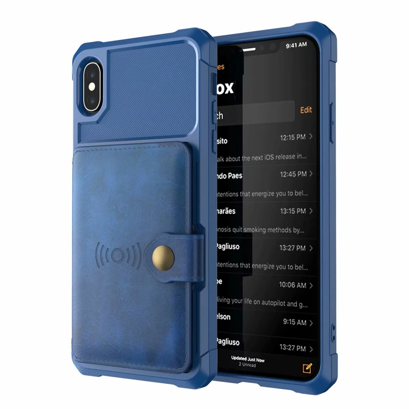 Роскошный кошелек из искусственной кожи для iPhone XS, XR, XS, Max, 7, 8, 6, 6S Plus, чехлы, кошелек, откидная крышка, Пряжка для Apple iPhone XR, XS, X, Fundas - Цвет: Синий