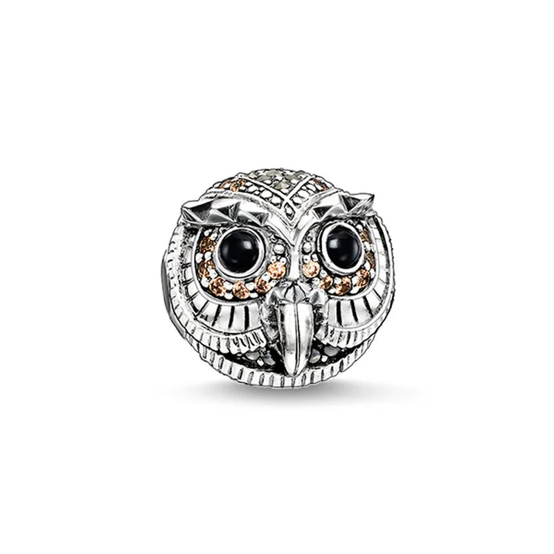 Owl Стрекоза/Скорпион/змея/Сова/лиса/Орел/дракон/Пантера Шарм браслет из бисера ожерелье 925 пробы серебро Karma Мода DIY ювелирные изделия - Цвет: Owl