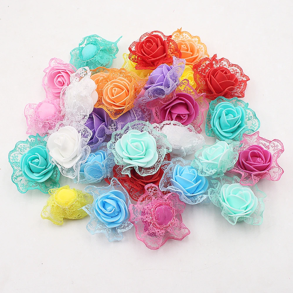 20 шт. Искусственные цветы кружева ПЕНА РОЗА ремесло поддельные цветочные головки
