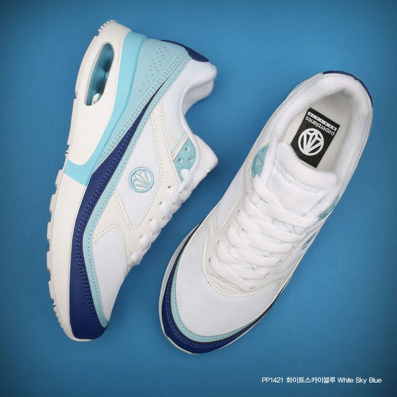 PP1421 Новые Премиум Paperplanes Air Кепки кожи на шнуровке кроссовки белый голубой кроссовки