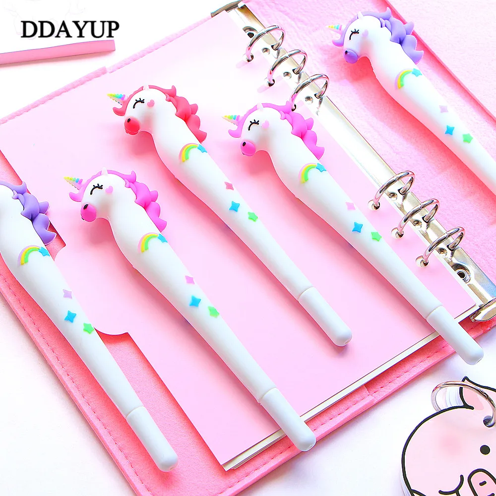 Симпатичные гелевая ручка с единорогом 0 5 мм Kawaii мульти Форма силикагель Пластик