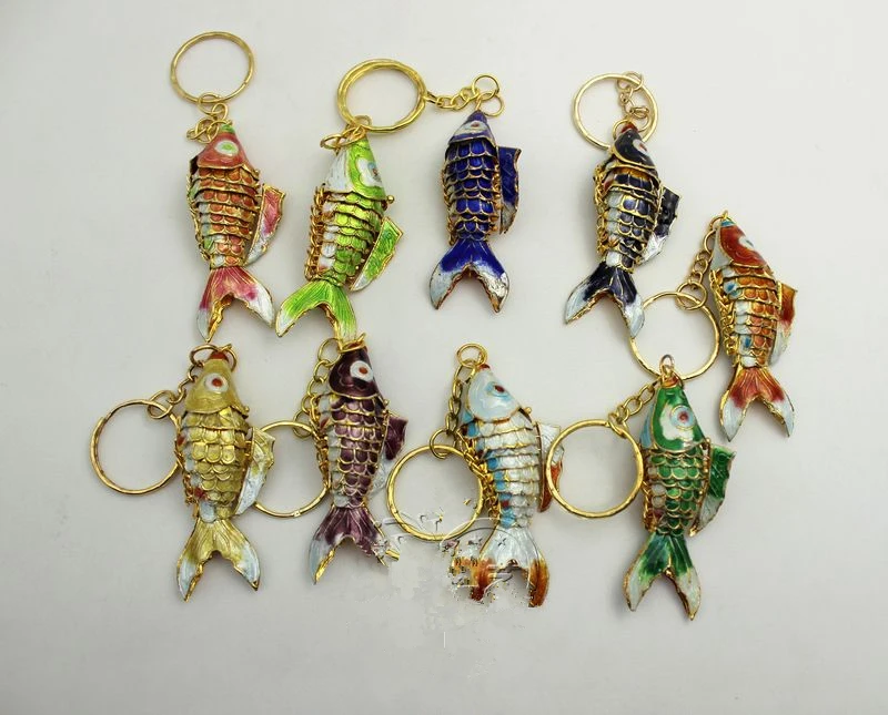 Cloisonne Swing 6,5 Koi Fish брелки брелок Ретро Китай карп эмаль ювелирные изделия аксессуары брелок Подвеска этнический подарок