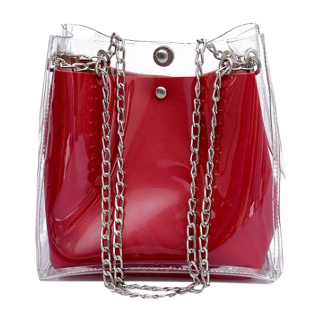 Women Small Transparent Bucket Bags Chain Bag Totes Compound Female sac transparent femme Dropshipping #BA30 | Багаж и сумки