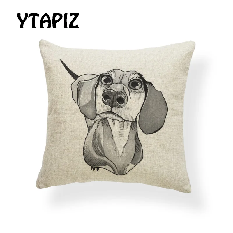 2 Простой Эскиз Портрет Whippet такса американский стаффордширский терьер микс подушки набор 45X45 см полиэстер диван декор подушки - Цвет: 2