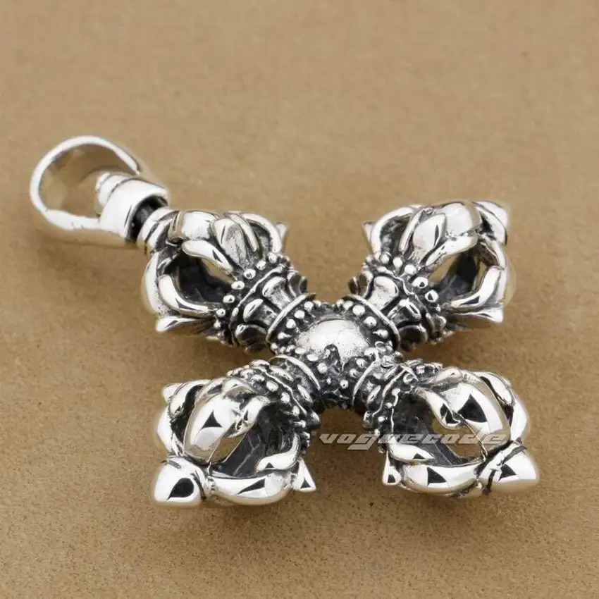 LINSION 925 пробы Серебряный Большой Тибетский мужской Байкерский Рок Панк подвеска