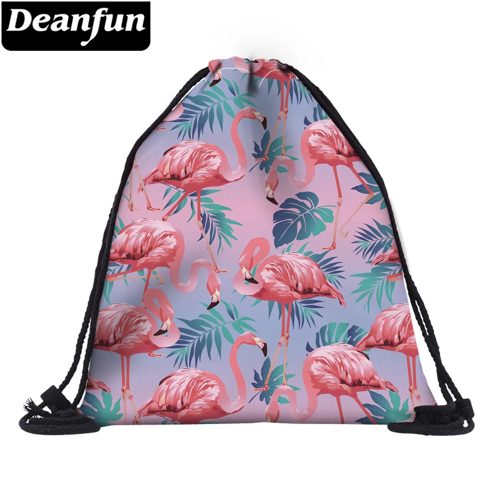 Deanfun Женская 3D сумка со стягивающим шнурком и напечатанным текстом Фламинго