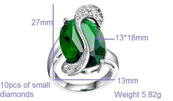 Кристальные посеребренные CZ ювелирные кольца с бриллиантом для женщин из