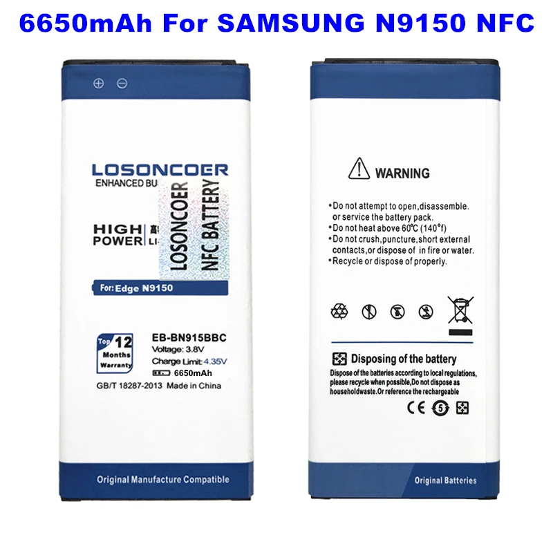 LOSONCOER 6650 мАч EB BN915BBC NFC для SAMSUNG GALAXY Note Edge N9150 N915L N915S N915 N915K N915D N915A N915X аккумулятор