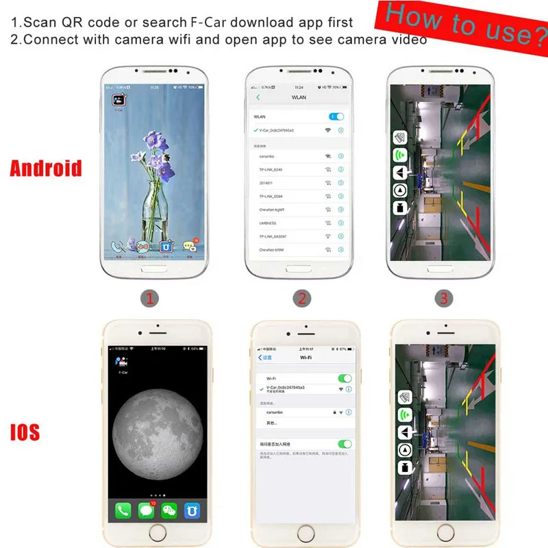 SLIVERYSEA новая технология мини WiFi Автомобильная камера заднего вида