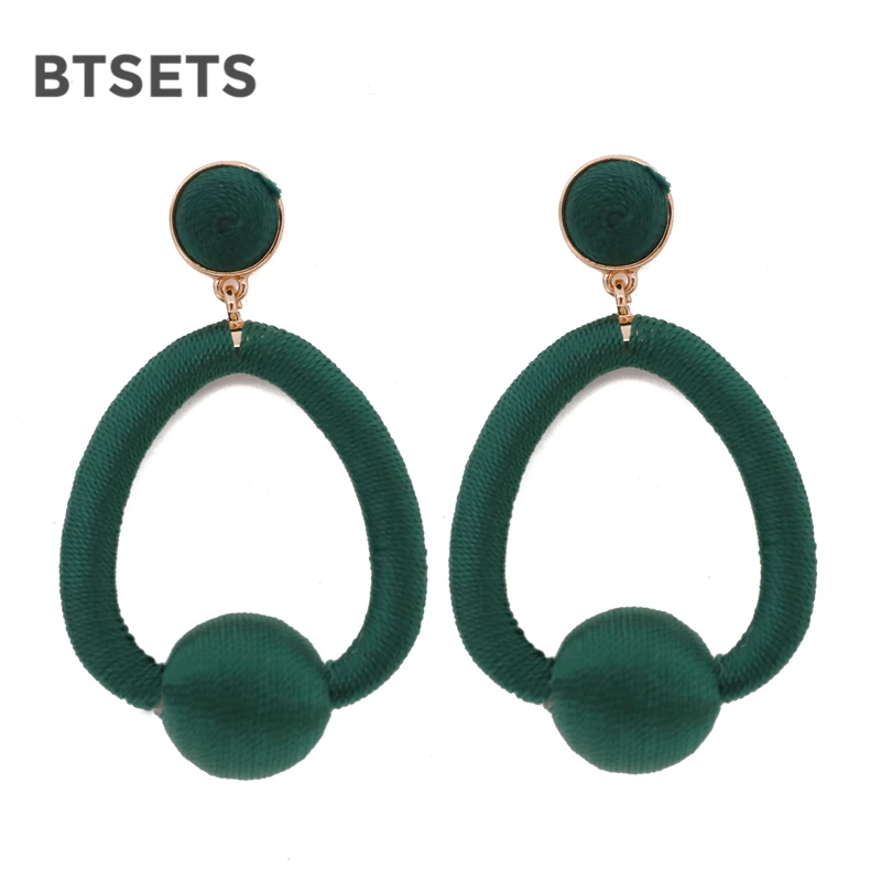 BTSETS модные серьги подвески с бахромой для женщин Bijoux круглые массивные красные
