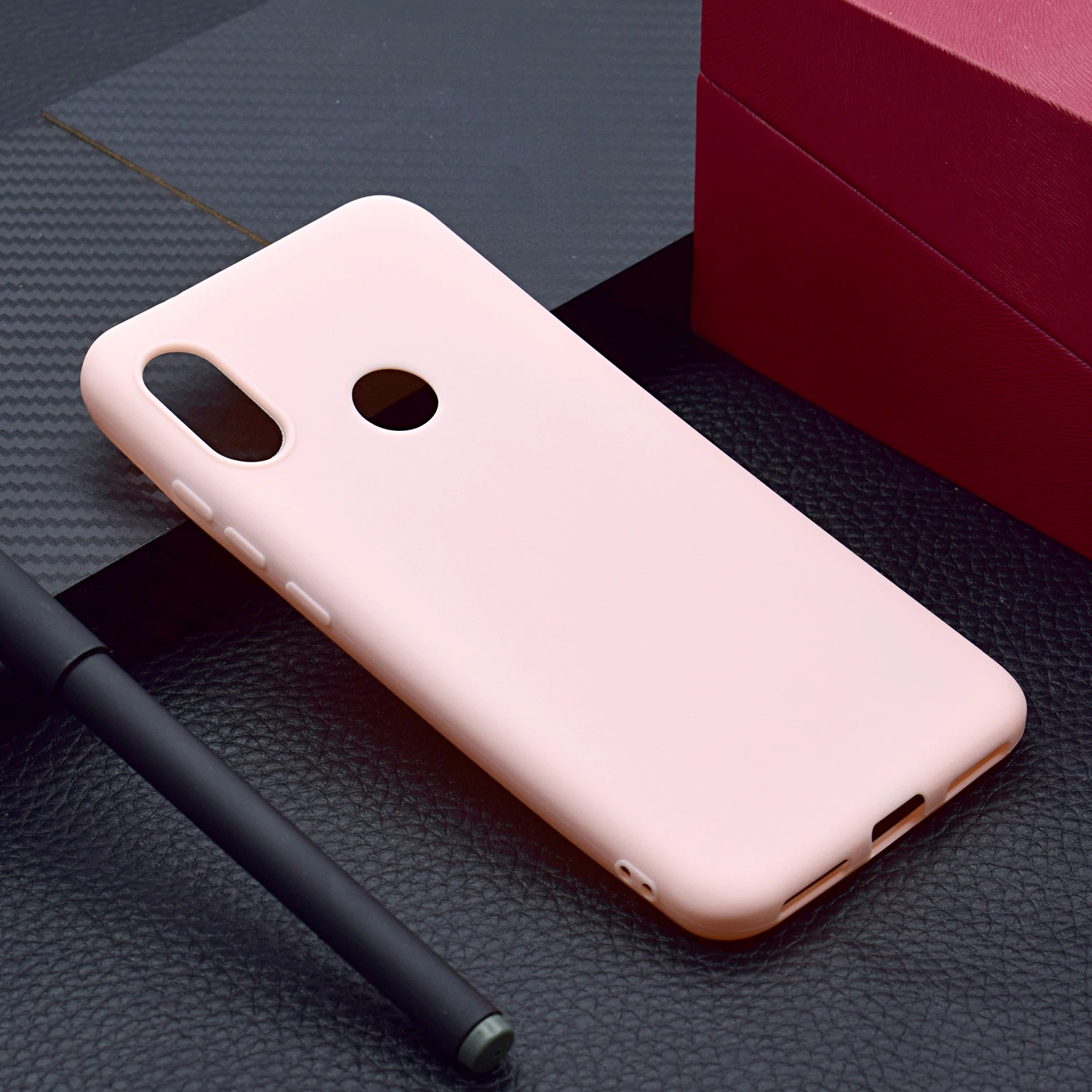 Sunjolly однотонный чехол для Redmi 6 Pro мягкий силиконовый розовый синий тонкий