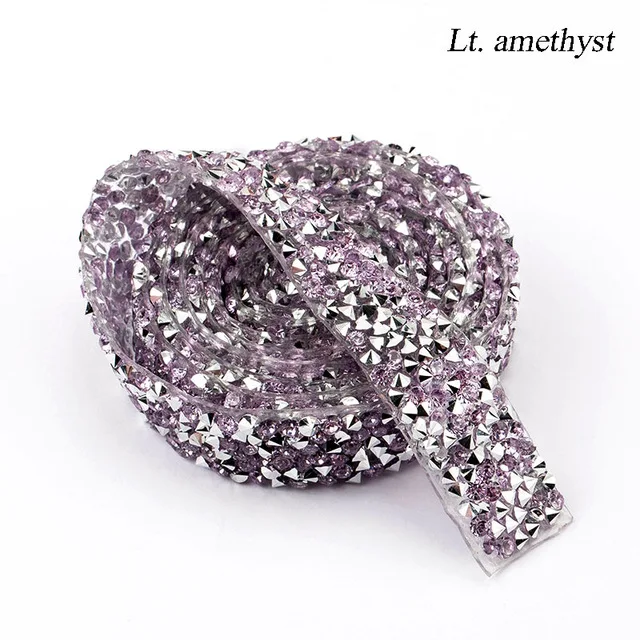 Crystal violet 1 ярд, упаковка, модные стразы, лента 15 мм, украшение из кристаллов, отделка для обуви DIY, свадебная одежда, колпачок, аксессуары, поставка - Цвет: Crystal violet