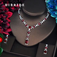 hibride sparkling fashion red cubic zircon jewelry sets for women necklace set wedding dress accessories party show n 513