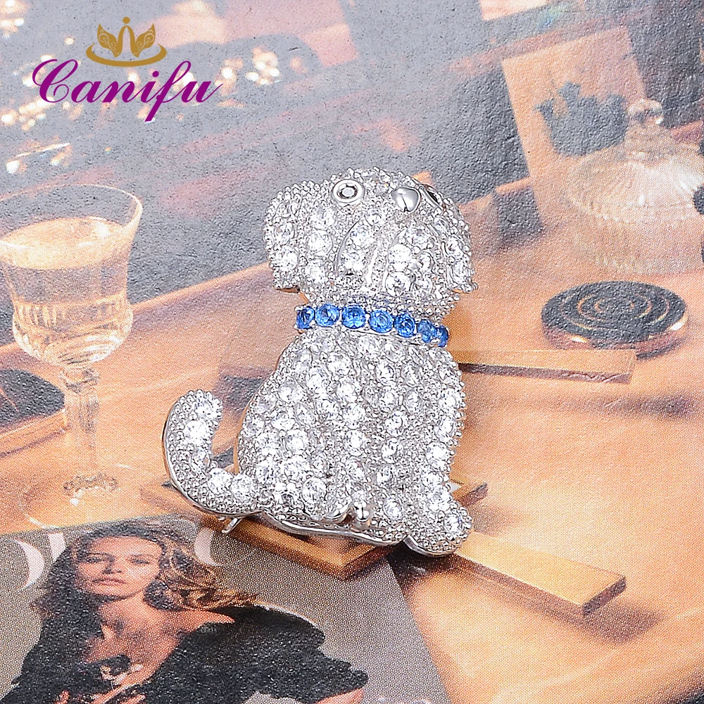 Canifu Новое поступление модный очаровательный милый Бульдог полный белый AAA CZ щенок Брошь булавка в виде животного украшения вечерние ювелирные изделия