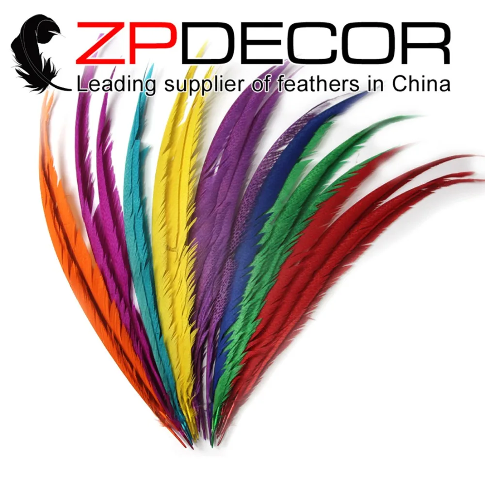 

ZPDECOR 65-70cm(26-28inch) 50pieces Hand Select Bleached Dyed Long Golden Center Pheasant Tail Feathers for Carnival Decoration