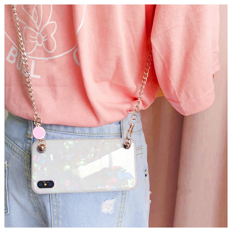 Роскошная оболочка с узором диагональная цепь чехол для iphone X XR XS Max Модный