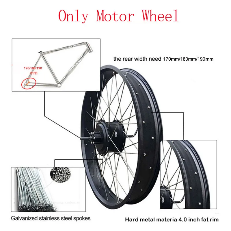 48v1000w motor wheel 48 В, 1000 Вт, комплект для электрического велосипеда, мощный задний мотор, колесо с толстыми шинами, мотор-концентратор для горного велосипеда, шоссейного велосипеда,, комплект для электровелосипеда - Цвет: 48v1000w motor wheel