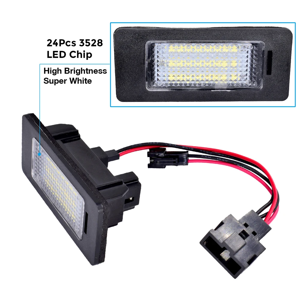 2 шт. Автомобильный светодиодный номерной знак 24SMD 3528 супер белый для Audi Q5 A1 A4 A5 A6 A7