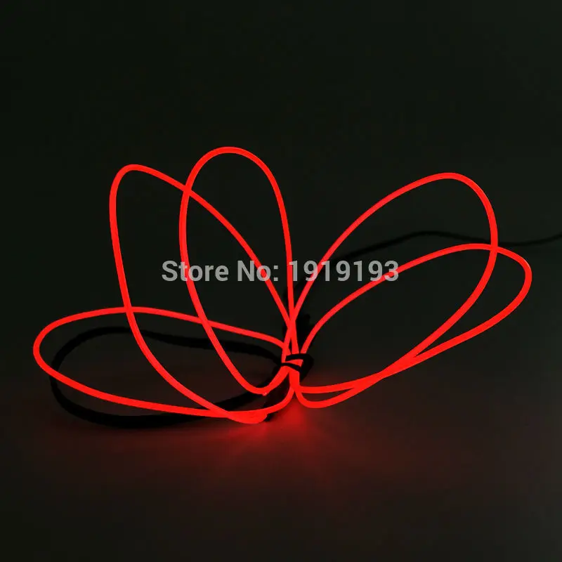 Red 1,3 мм 2 метры EL провода светодиодный полосы Neon нитки свет с DC3V контроллер для переключения режимов мигания для типа сделай себе сам дизайн, Рождество, деревья, вечерние, для праздника - Испускаемый цвет: Red