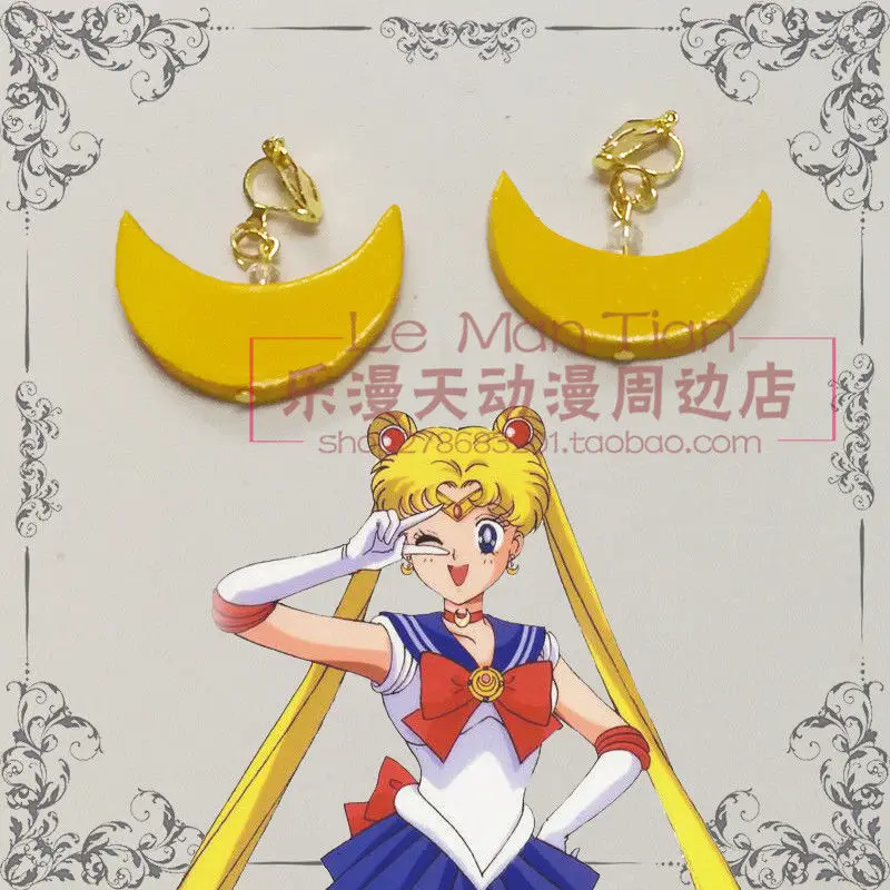 Японский Tsukino Usagi Косплей Реквизит Парик луна серьги головной убор шпилька