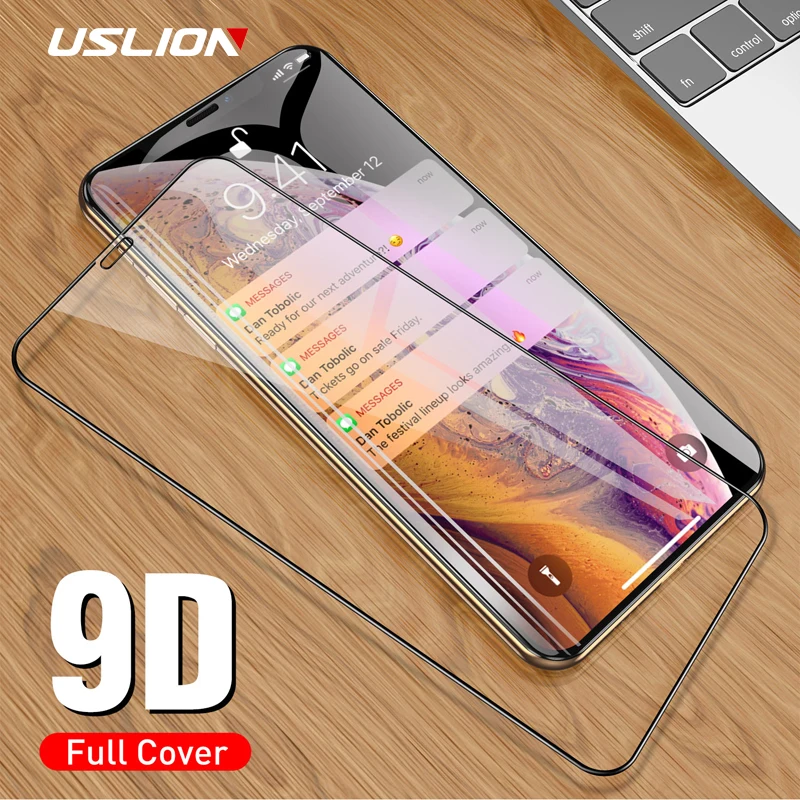 Защитное стекло USLION 9D закаленное с полным покрытием для iPhone 7 8 6 6s Plus X XS XR