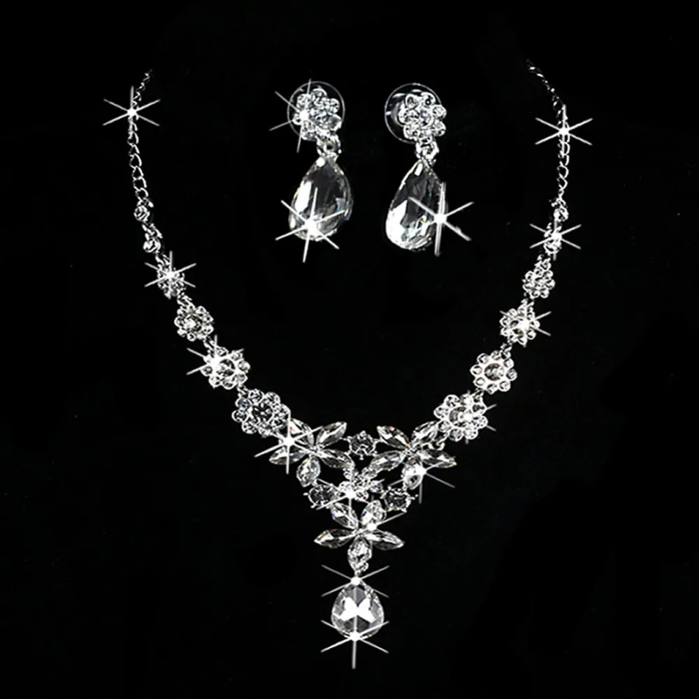 Комплект из колье и серёг с кристаллами|necklace earrings jewelry set|jewelry setsearrings necklace set |