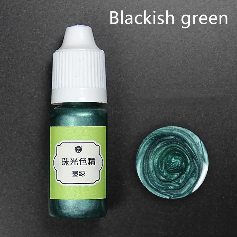 blackish green 1 коробка 10 мл жидкий краситель жемчужный смоляной пигмент краситель для уф смолы эпоксидная смола Сделай Сам аксессуары для изготовления ювелирных изделий материалы для рукоделия 24 цвета - Цвет: blackish green