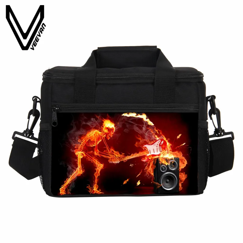 VEEVANV Fire Skull Печатный Ланч бокс изолированный термальный для мужчин еды пикника