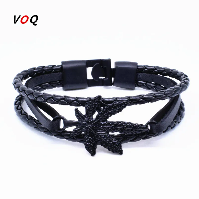 Мужской браслет с Кленовым листом ручные кожаные браслеты для женщин хит продаж